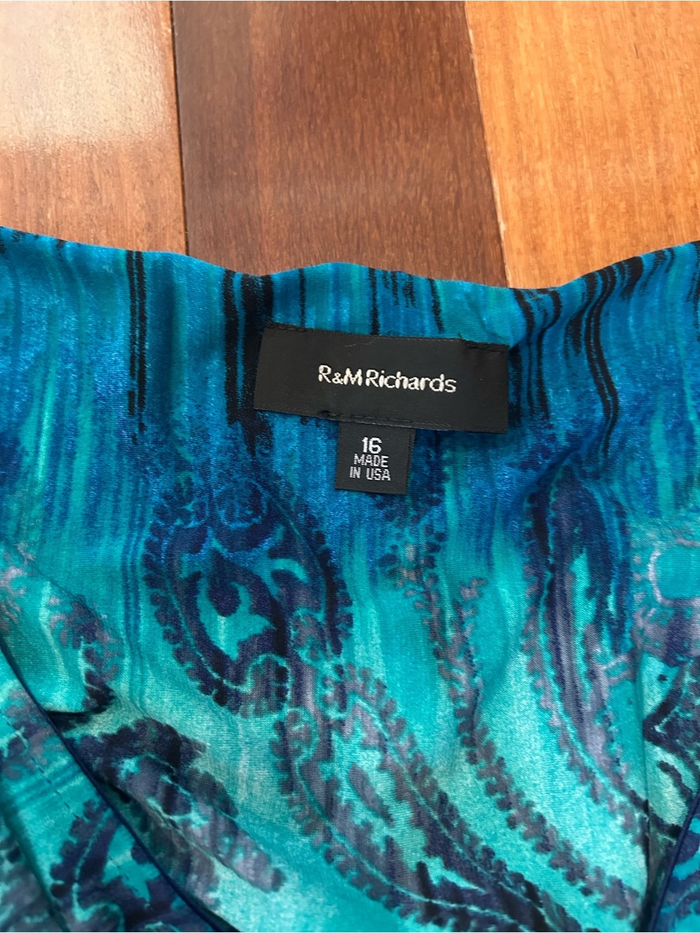 R&M Richards Teal & Navy Sleeveless V-Neck Maxi Dress with Decorative Medallion - Picture 8 of 8